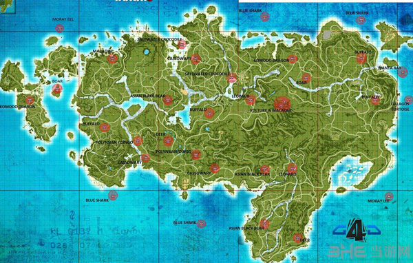孤岛惊魂3野生动物分布地形图