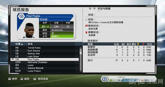 FIFA14中轴线球员怎么选择1