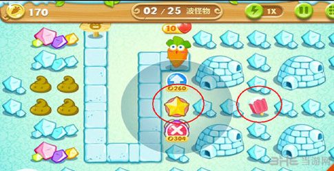 保卫萝卜2第12关攻略金萝卜布阵图5