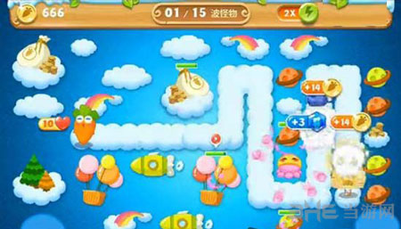 保卫萝卜2极地冒险第65关天空金萝卜图文攻略1