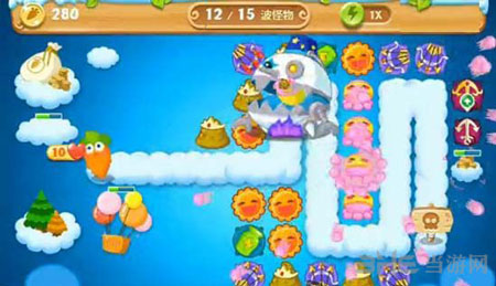 保卫萝卜2极地冒险第65关天空金萝卜图文攻略3