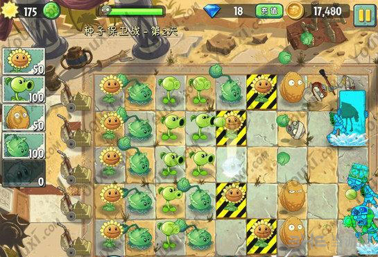 植物大战僵尸2中文版埃及种子保卫战第二天攻略