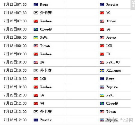 dota2ti4比赛7月12-13号赛程安排表2