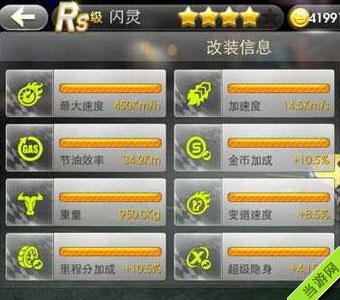 天天飞车新R级车闪灵满级属性2