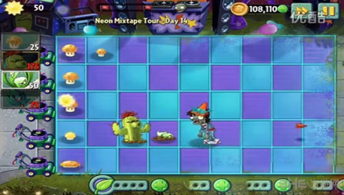 植物大战僵尸2魔音氖光游第14天视频攻略1