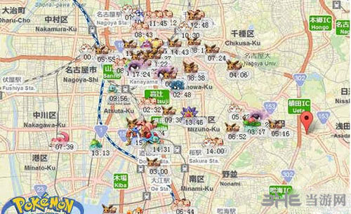 精灵宝可梦GO日本名古屋精灵分布图