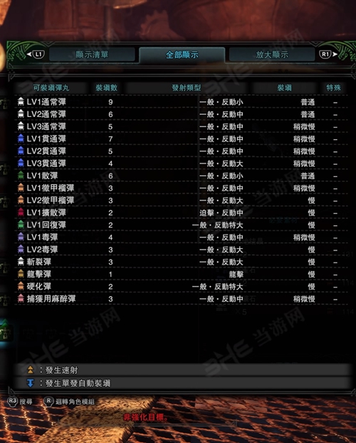 怪物猎人世界铁制突击弩III子弹适配图