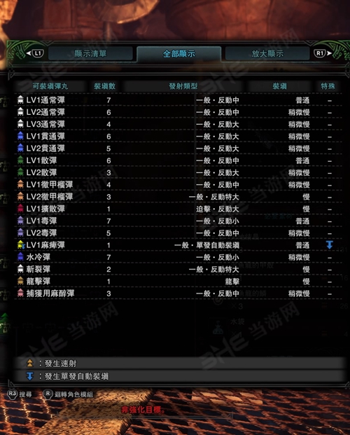怪物猎人世界水流突击弩I子弹适配图