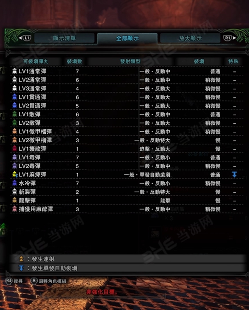怪物猎人世界水流突击弩III子弹适配图