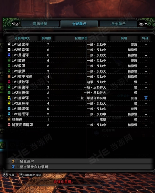 怪物猎人世界闪耀突击弩I子弹适配图