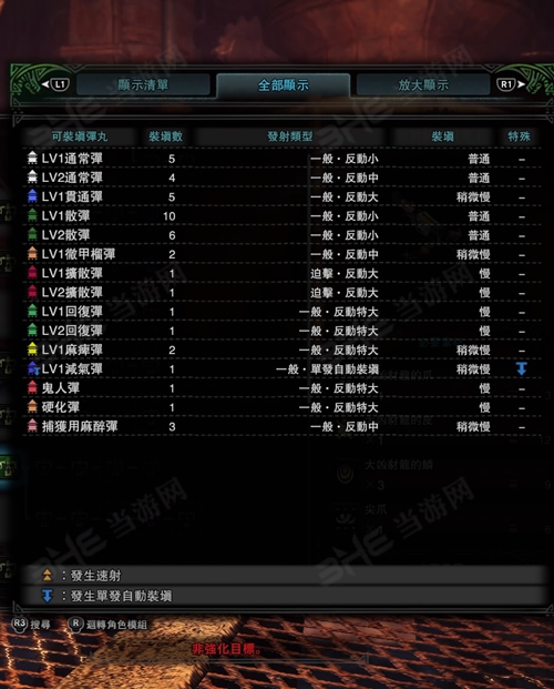 怪物猎人世界凶豺龙突击弩I子弹适配图
