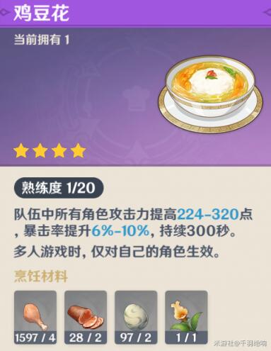 原神1.6版本新增食谱配方获取及效果一览