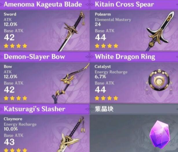 原神2.0稻妻锻造武器材料消耗一览