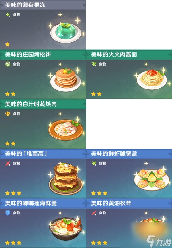 原神全料理获取攻略_原神全108张食谱收集攻略