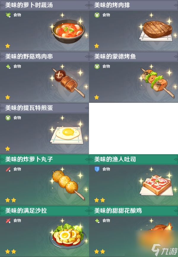 原神全料理获取攻略_原神全108张食谱收集攻略