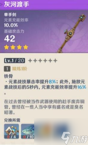 原神灰河渡手突破材料是什么