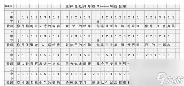 原神勾指起誓数字简谱
