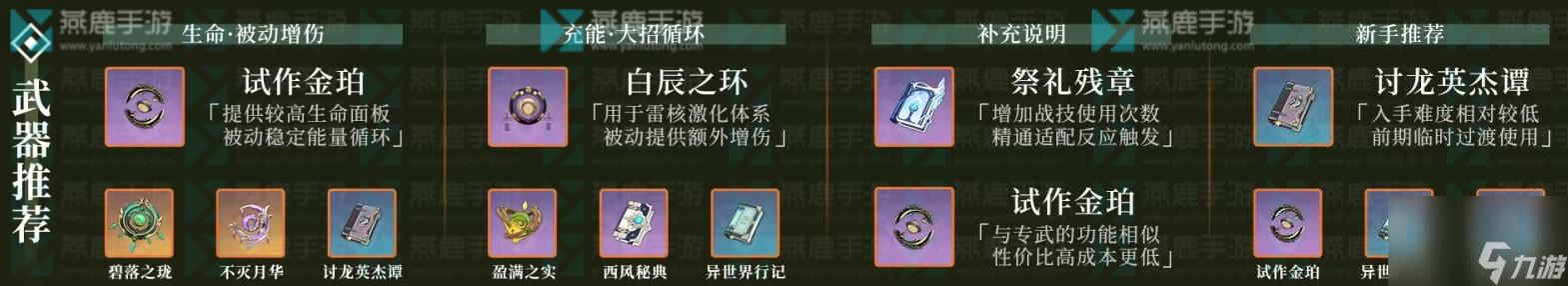 原神白术武器圣遗物推荐