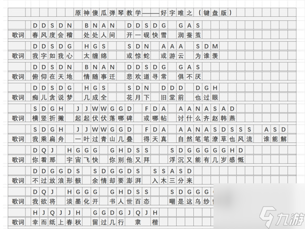 原神好字唯之曲谱手机版-好字唯之琴谱简谱图片