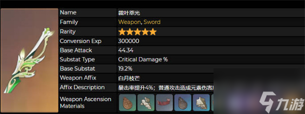 原神裁叶萃光武器属性一览