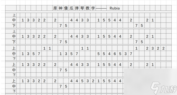 原神Rubia曲谱手机版-Rubia琴谱简谱图片