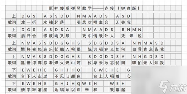 原神赤伶曲谱手机版-赤伶琴谱简谱图片