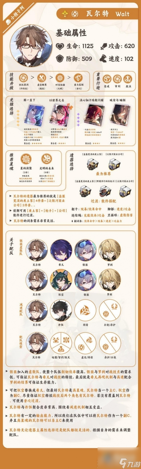 崩坏星穹铁道瓦尔特详细培养指南是什么