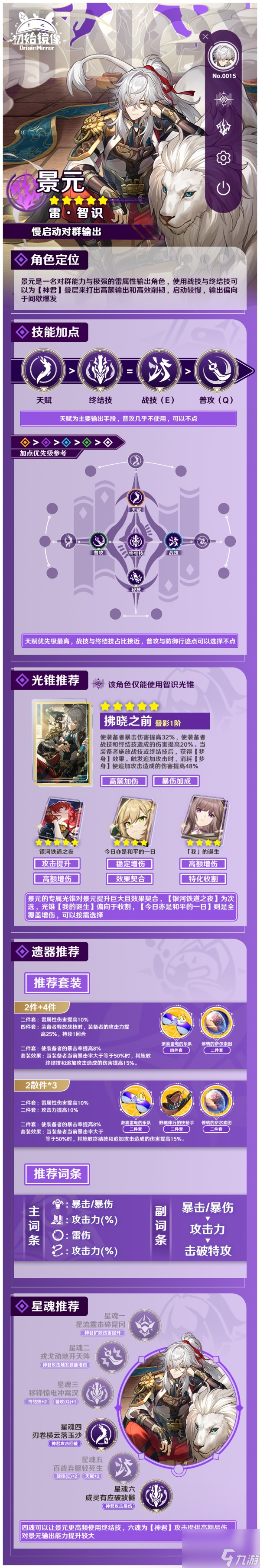 崩坏星穹铁道景元怎么玩 崩坏星穹铁道景元搭配攻略