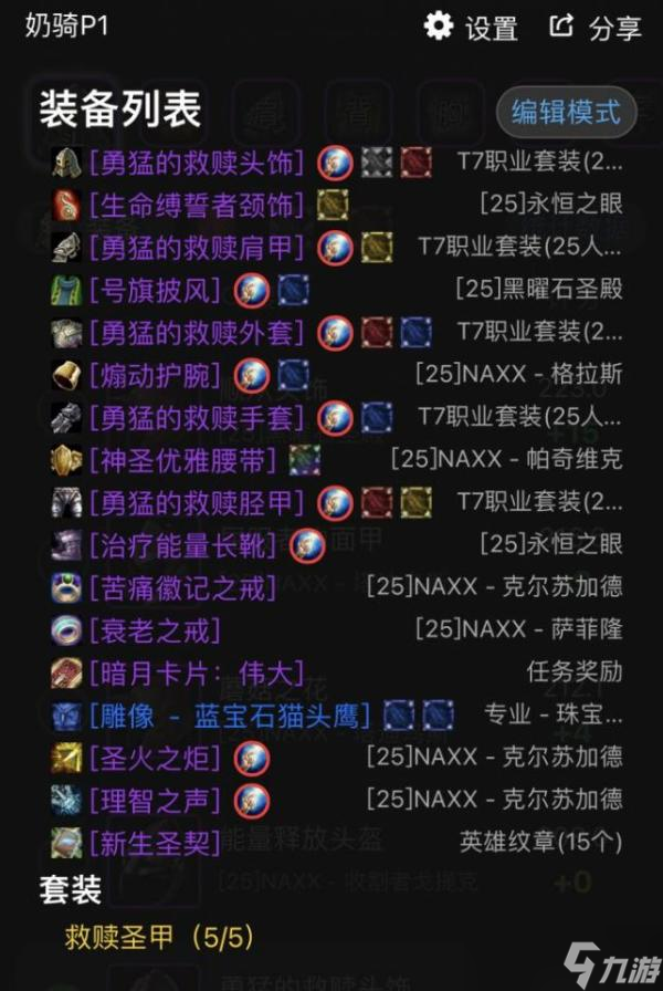 魔兽世界wlk防骑配装大全 毕业装搭配攻略