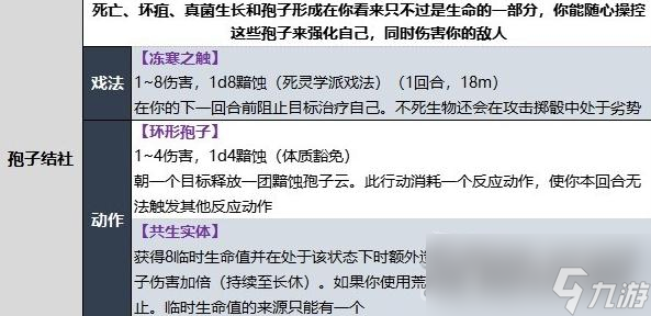 《博德之门3》德鲁伊孢子结社子职业技能一览