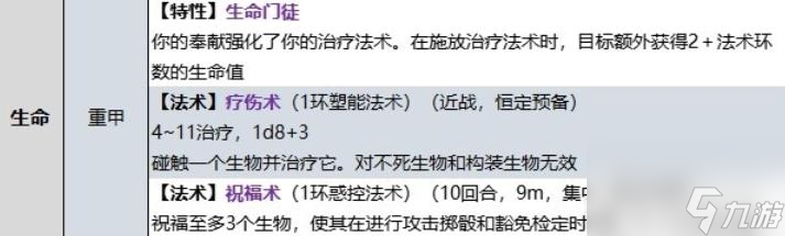 博德之门3牧师生命领域子职业技能大全