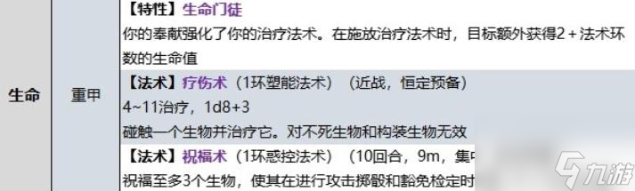 博德之门3牧师生命领域子职业技能说明