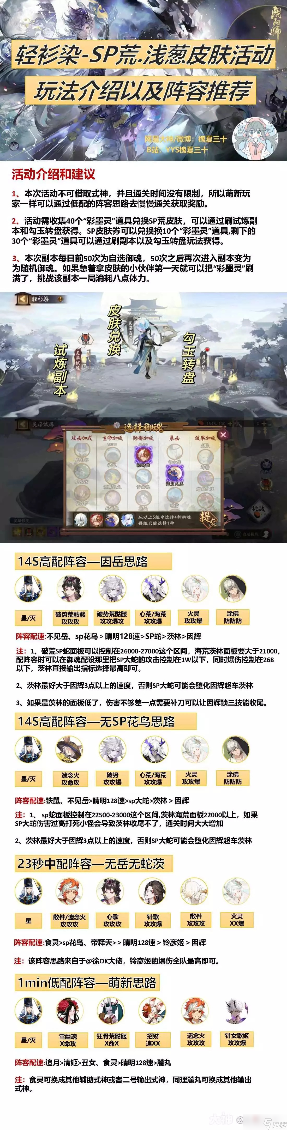 《阴阳师》轻衫染活动攻略阵容推荐