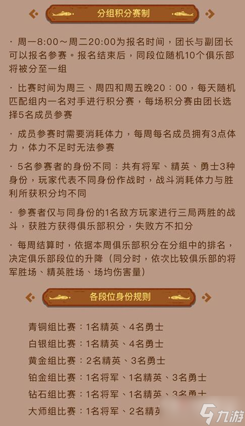 《咸鱼之王》俱乐部排位赛段位介绍