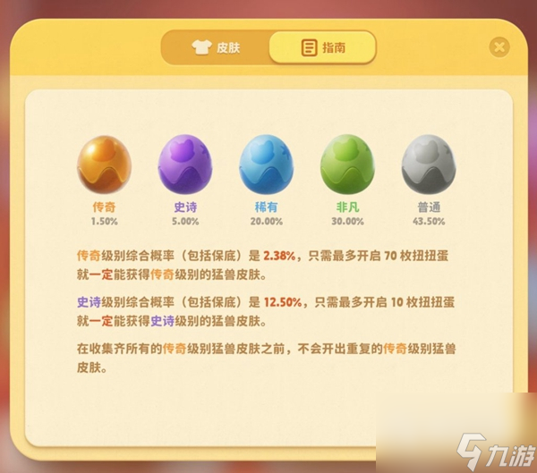 《猛兽派对》猛兽扭蛋出货概率一览