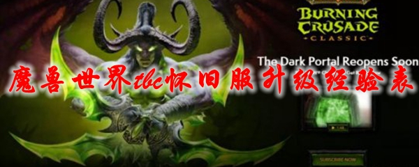 魔兽世界tbc怀旧服升级经验表