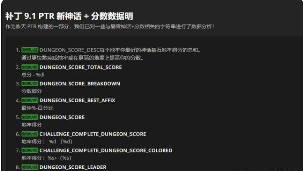 魔兽世界9.1评分系统是什么