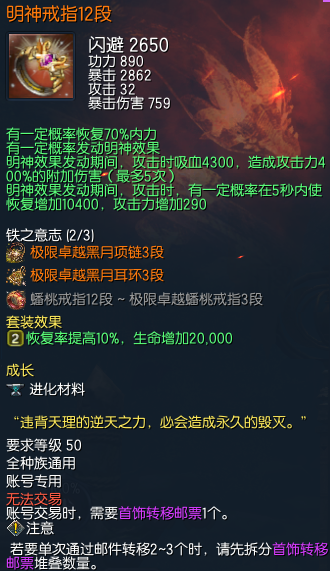 剑灵冥神戒指12段属性怎么样