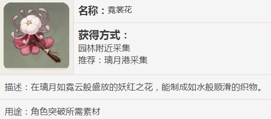 原神霓裳花能干嘛