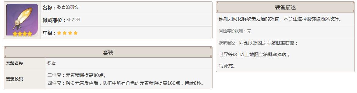 原神教官的羽饰是什么部位