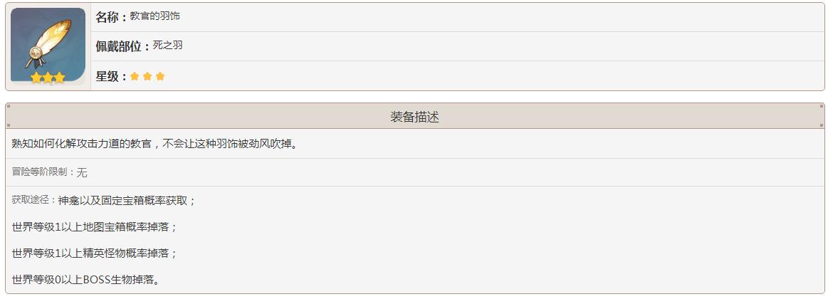 原神教官的羽饰是什么部位