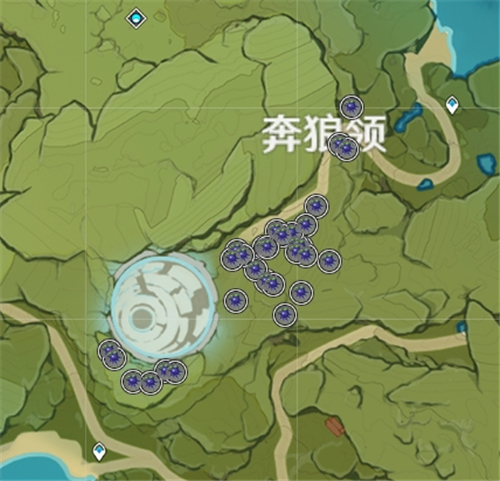 《原神》蒙德区域特产分布图