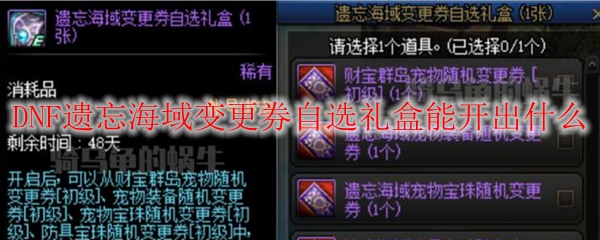 DNF遗忘海域变更券自选礼盒能开出什么