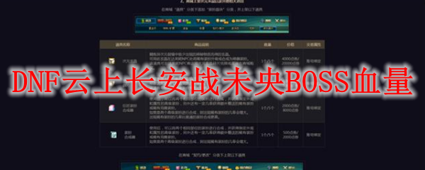 DNF云上长安战未央BOSS血量