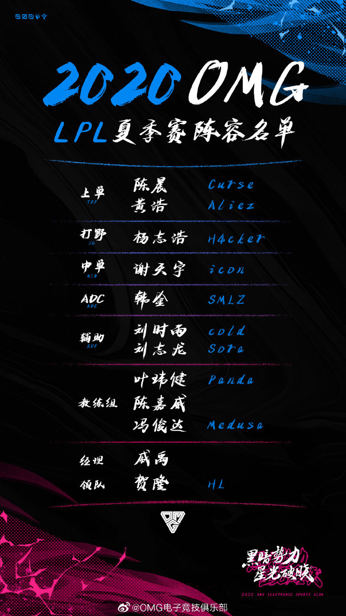 《LOL》2020夏季赛OMG大名单一览
