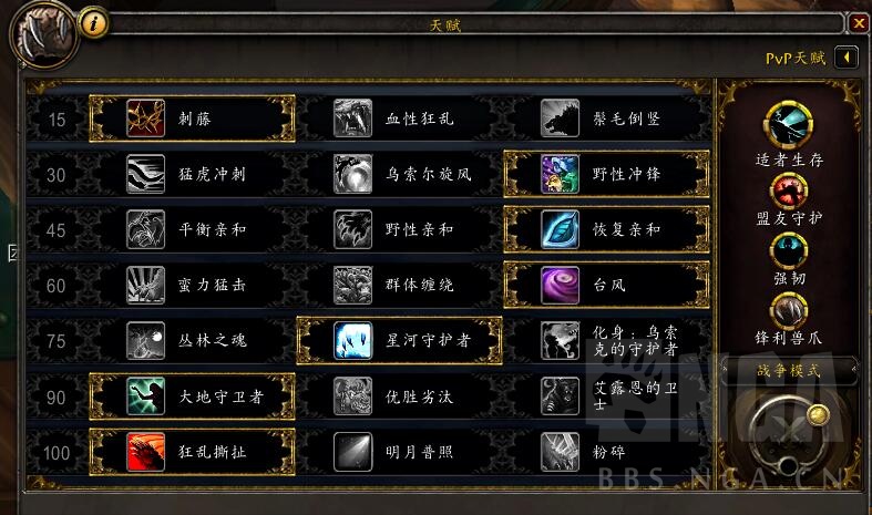 《魔兽世界》9.0熊德天赋选择