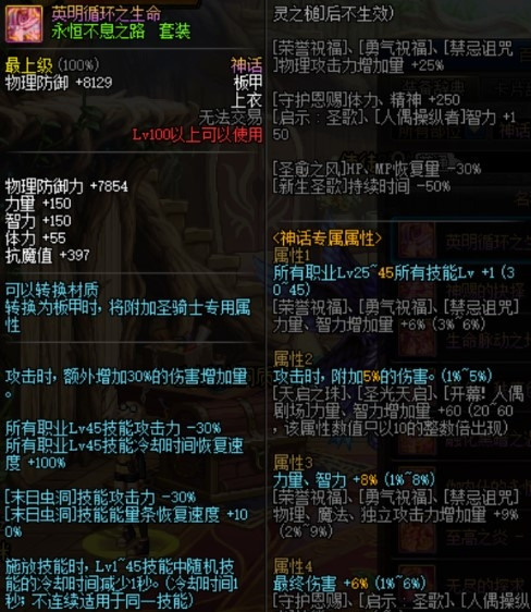 《DNF》神话装备英明循环之生命介绍