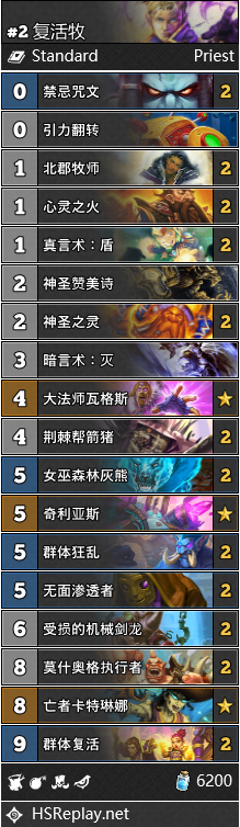 《炉石传说》4月强势牧师卡组推荐