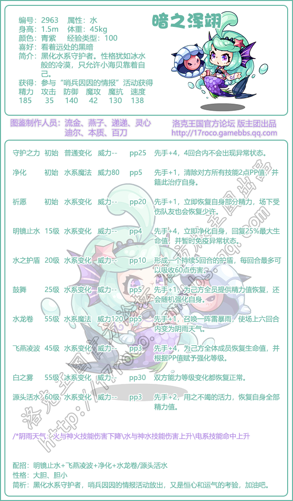 洛克王国暗之泽翊技能表分享