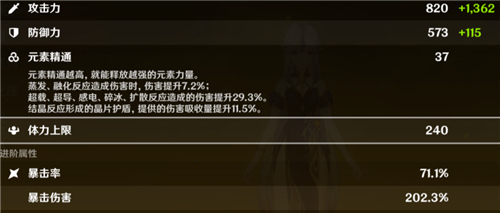 原神凝光毕业面板是多少
